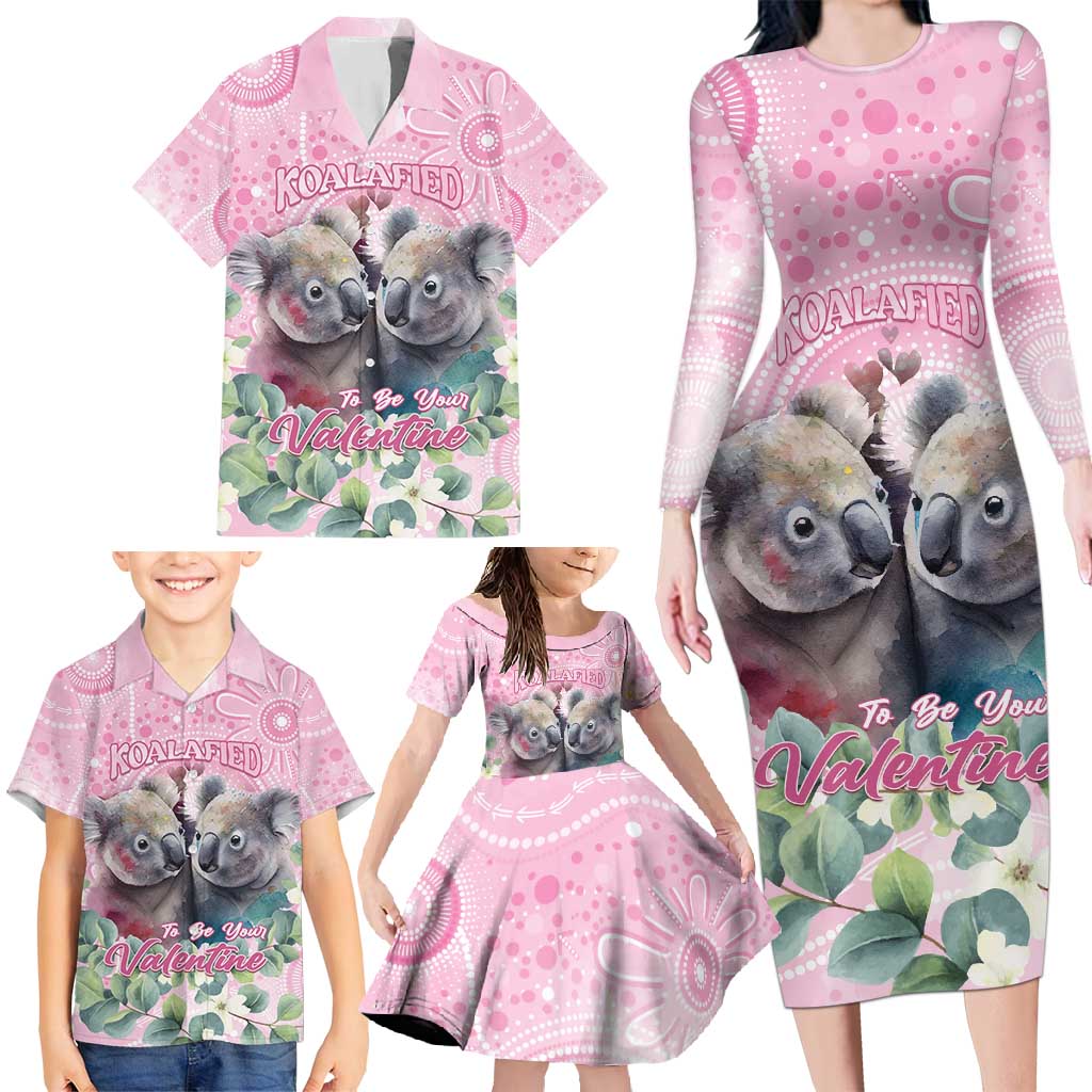 Australia Koala Valentine's Day Family Matching Long Sleeve Bodycon Dress and Hawaiian Shirt Koalified To Be Your Valentine