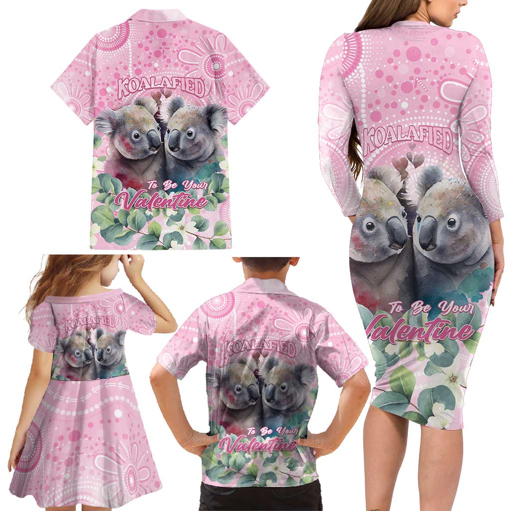 Australia Koala Valentine's Day Family Matching Long Sleeve Bodycon Dress and Hawaiian Shirt Koalified To Be Your Valentine