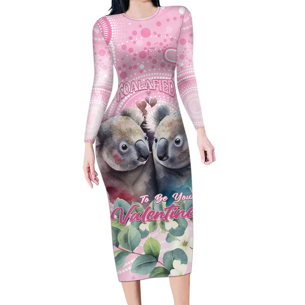 Australia Koala Valentine's Day Family Matching Long Sleeve Bodycon Dress and Hawaiian Shirt Koalified To Be Your Valentine