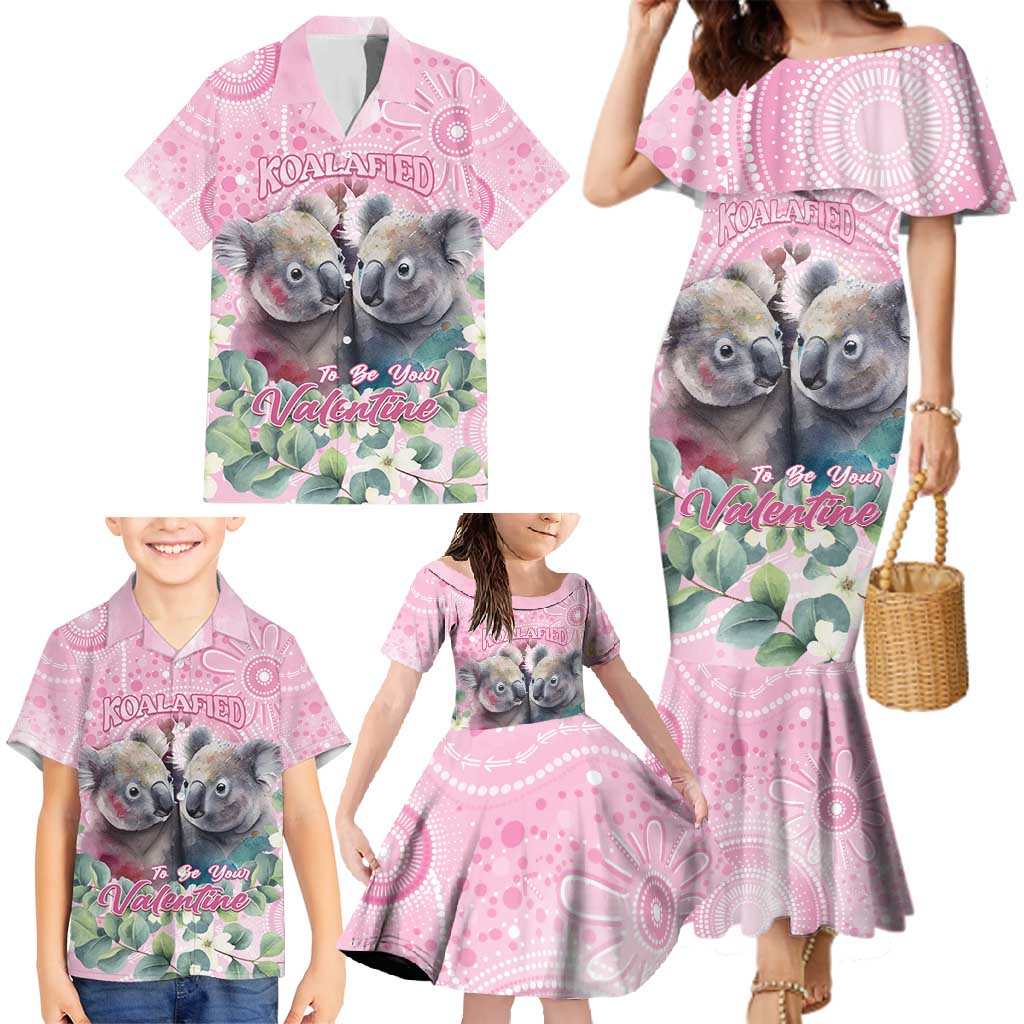 Australia Koala Valentine's Day Family Matching Mermaid Dress and Hawaiian Shirt Koalified To Be Your Valentine