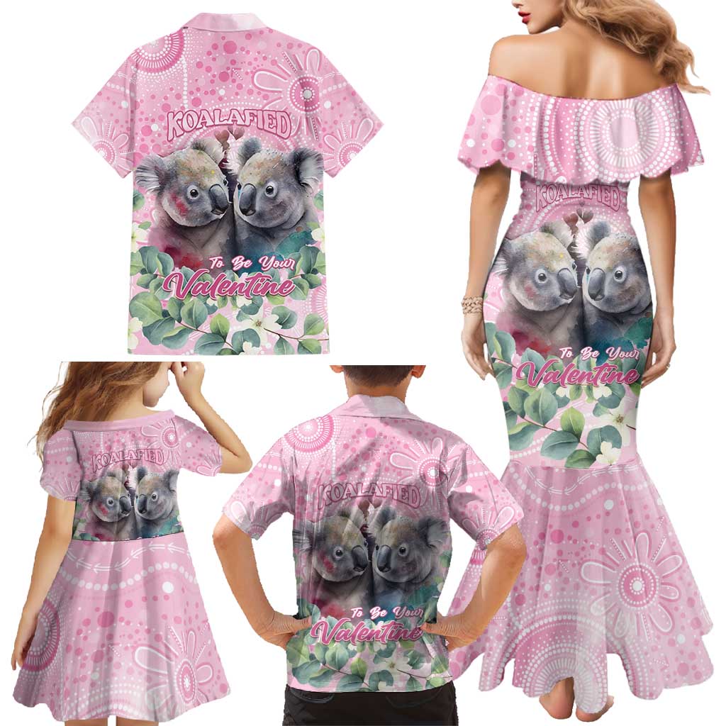 Australia Koala Valentine's Day Family Matching Mermaid Dress and Hawaiian Shirt Koalified To Be Your Valentine