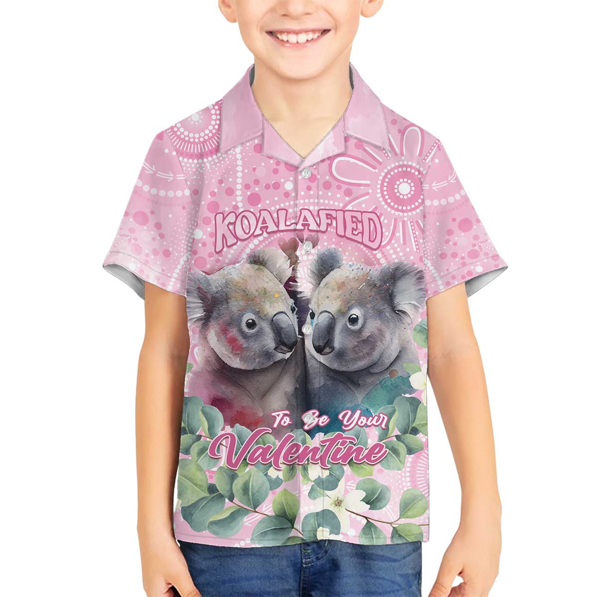 Australia Koala Valentine's Day Family Matching Off The Shoulder Long Sleeve Dress and Hawaiian Shirt Koalified To Be Your Valentine