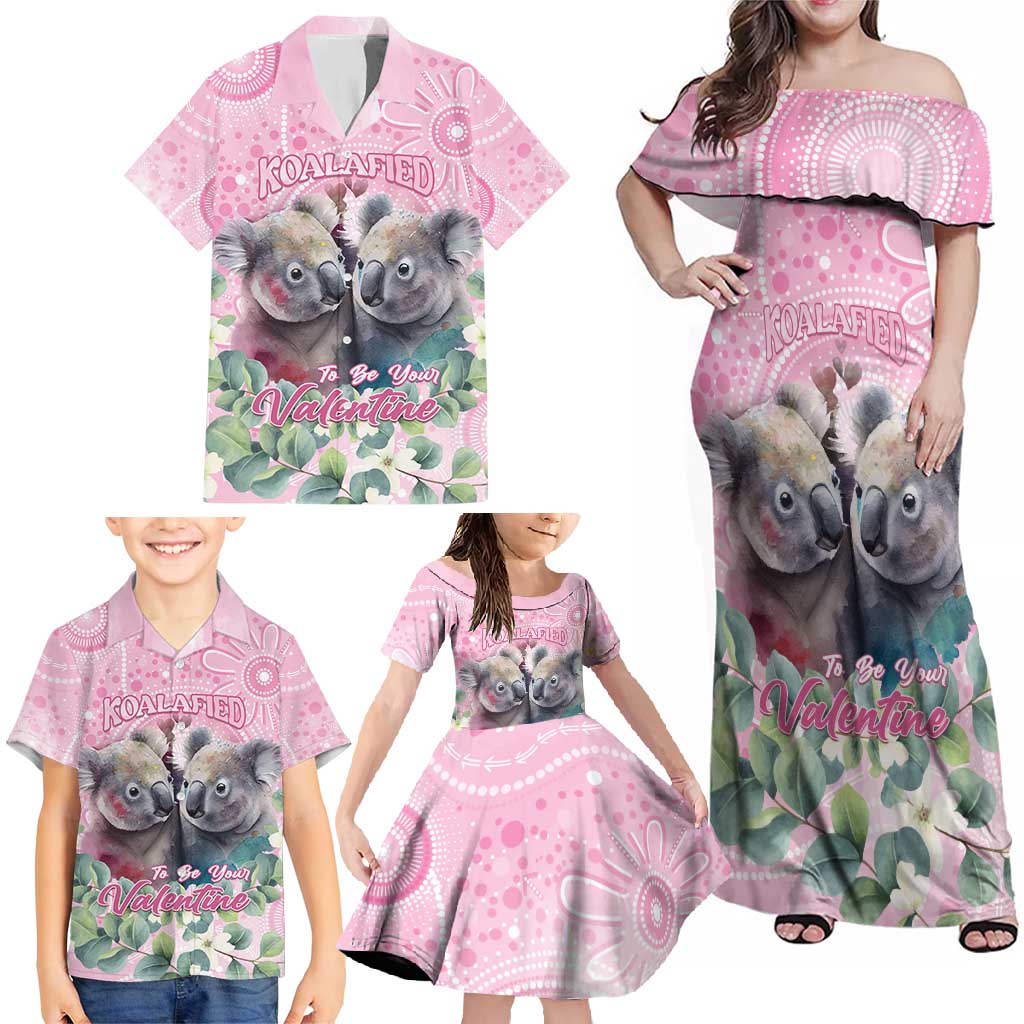 Australia Koala Valentine's Day Family Matching Off Shoulder Maxi Dress and Hawaiian Shirt Koalified To Be Your Valentine