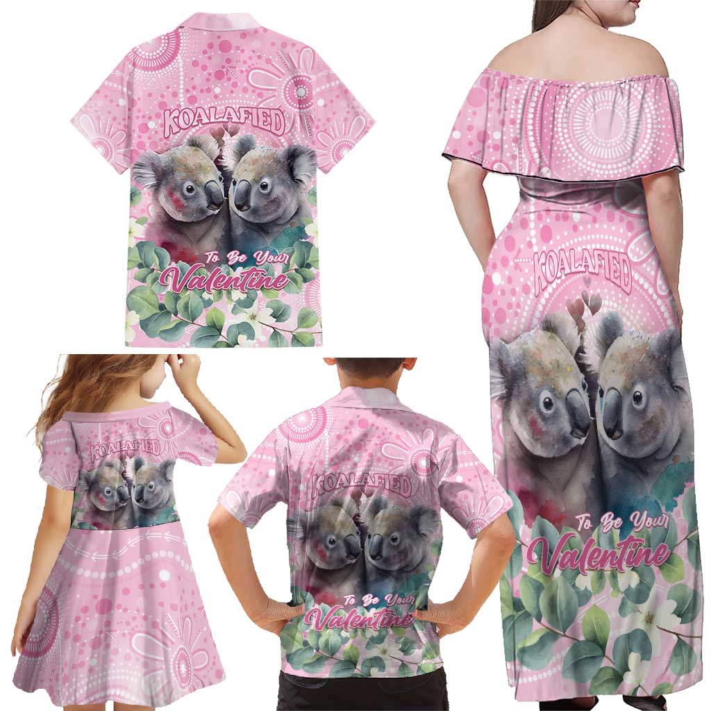 Australia Koala Valentine's Day Family Matching Off Shoulder Maxi Dress and Hawaiian Shirt Koalified To Be Your Valentine