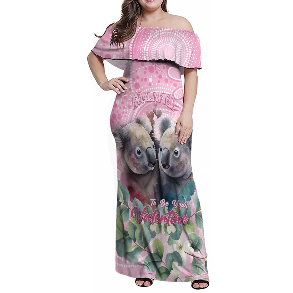 Australia Koala Valentine's Day Family Matching Off Shoulder Maxi Dress and Hawaiian Shirt Koalified To Be Your Valentine