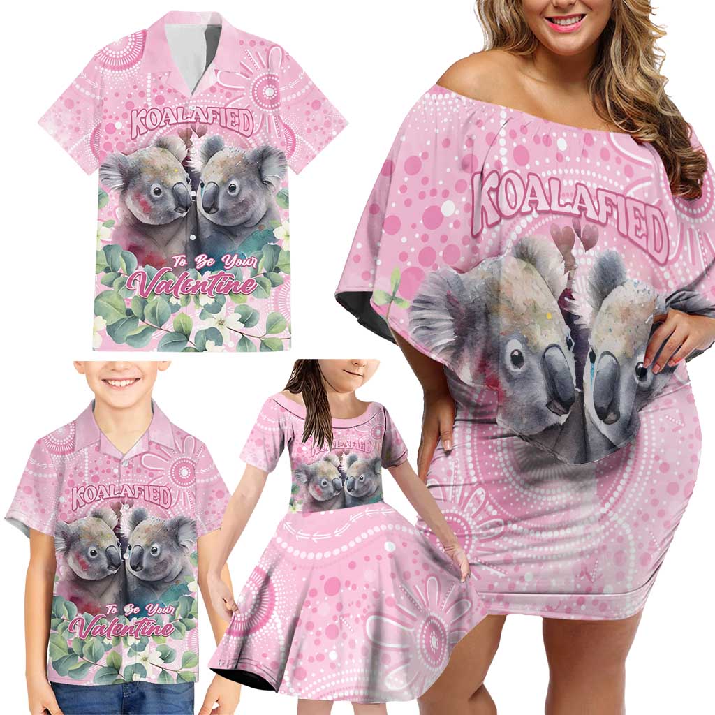 Australia Koala Valentine's Day Family Matching Off Shoulder Short Dress and Hawaiian Shirt Koalified To Be Your Valentine