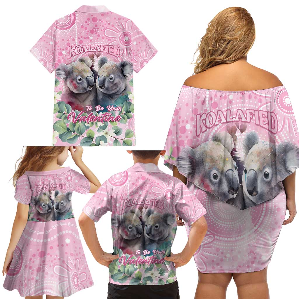 Australia Koala Valentine's Day Family Matching Off Shoulder Short Dress and Hawaiian Shirt Koalified To Be Your Valentine