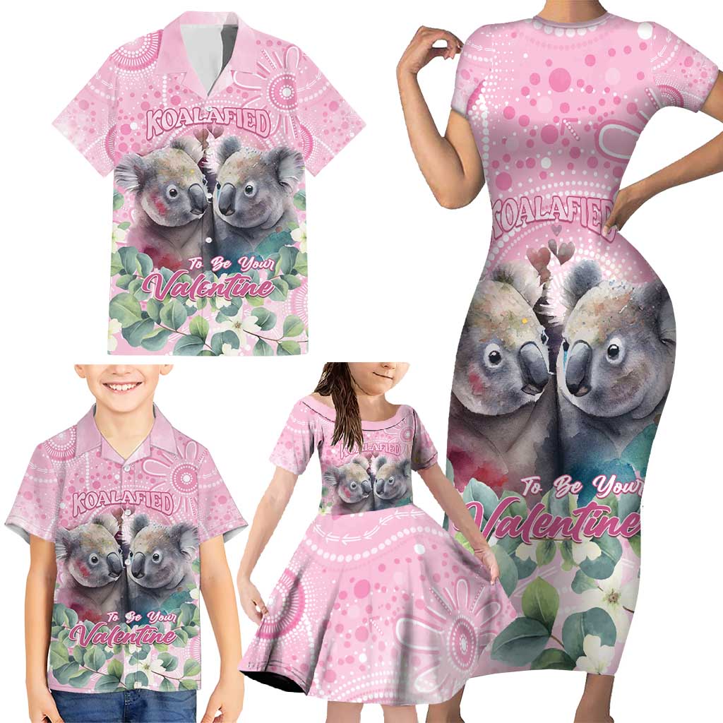 Australia Koala Valentine's Day Family Matching Short Sleeve Bodycon Dress and Hawaiian Shirt Koalified To Be Your Valentine