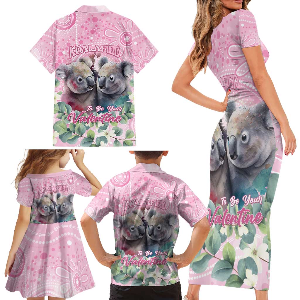 Australia Koala Valentine's Day Family Matching Short Sleeve Bodycon Dress and Hawaiian Shirt Koalified To Be Your Valentine