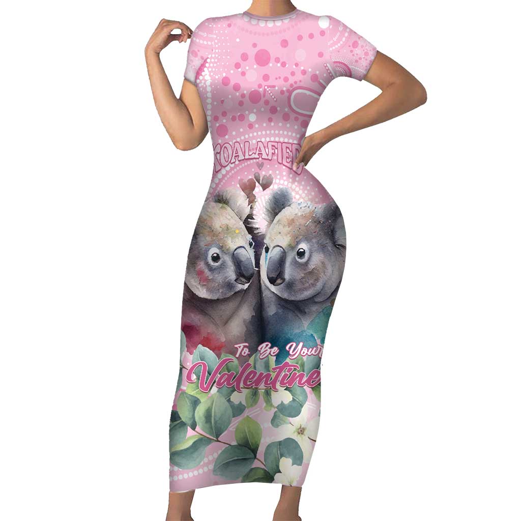 Australia Koala Valentine's Day Family Matching Short Sleeve Bodycon Dress and Hawaiian Shirt Koalified To Be Your Valentine