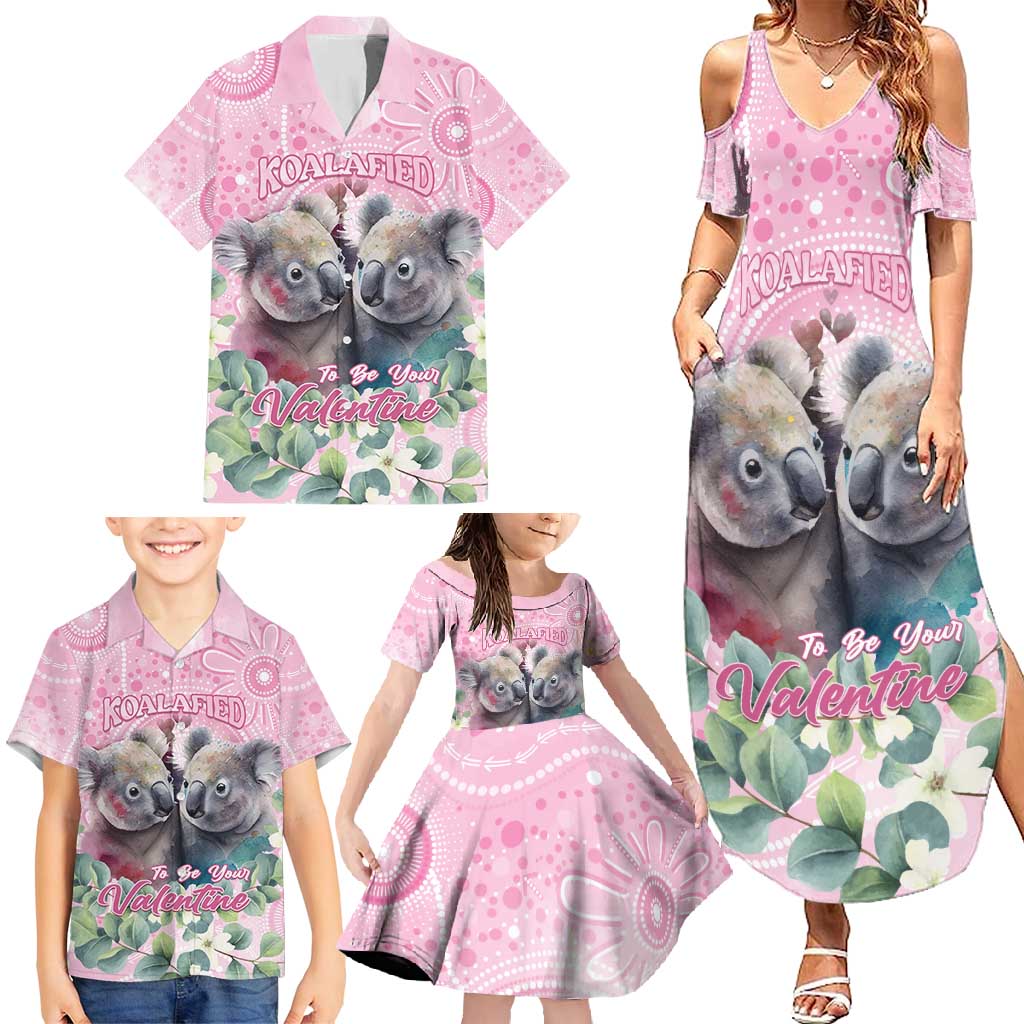 Australia Koala Valentine's Day Family Matching Summer Maxi Dress and Hawaiian Shirt Koalified To Be Your Valentine