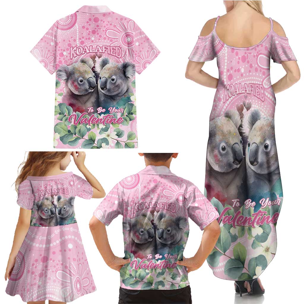 Australia Koala Valentine's Day Family Matching Summer Maxi Dress and Hawaiian Shirt Koalified To Be Your Valentine