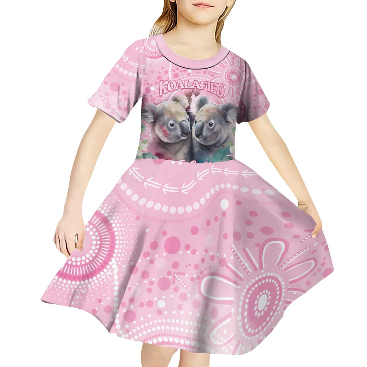 Australia Koala Valentine's Day Kid Short Sleeve Dress Koalified To Be Your Valentine - Vibe Hoodie Shop