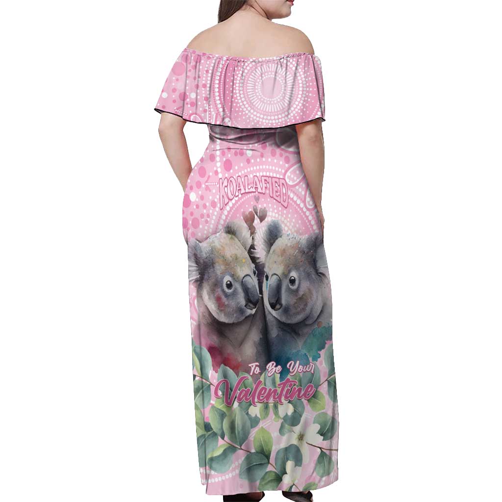 Australia Koala Valentine's Day Off Shoulder Maxi Dress Koalified To Be Your Valentine