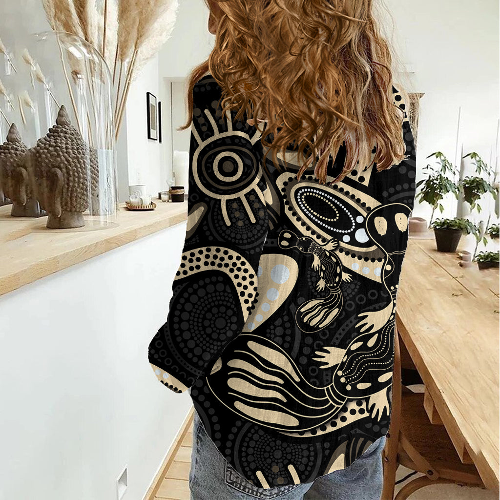 Australia Mothers Day Women Casual Shirt Mom And Baby Platypus Aboriginal Art - Vibe Hoodie Shop