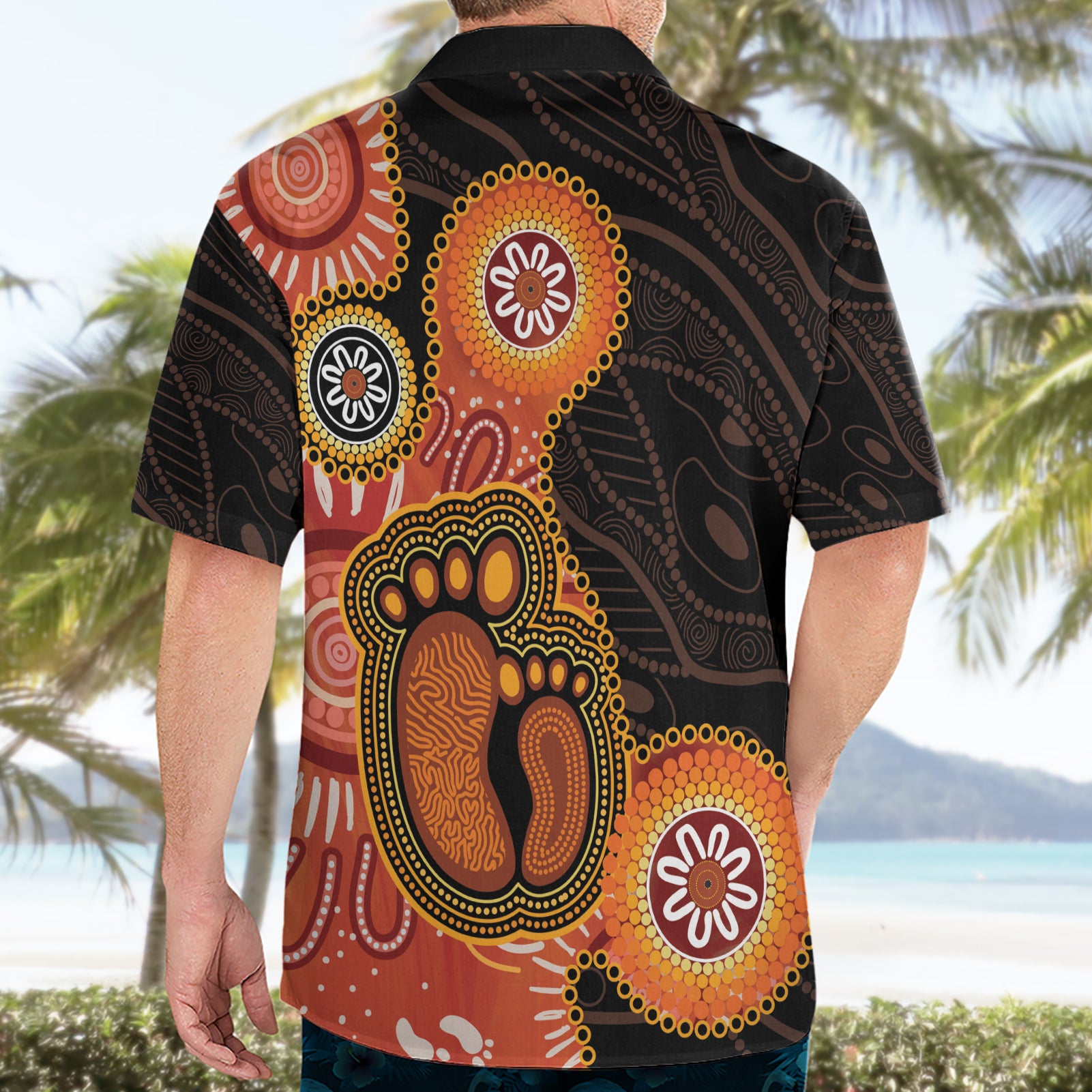 Australia Mothers Day Hawaiian Shirt Mom And Baby Footprint Indigenous - Vibe Hoodie Shop