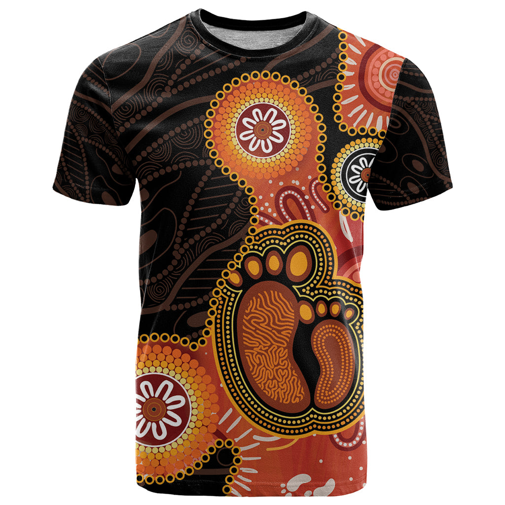 Australia Mothers Day T Shirt Mom And Baby Footprint Indigenous - Vibe Hoodie Shop