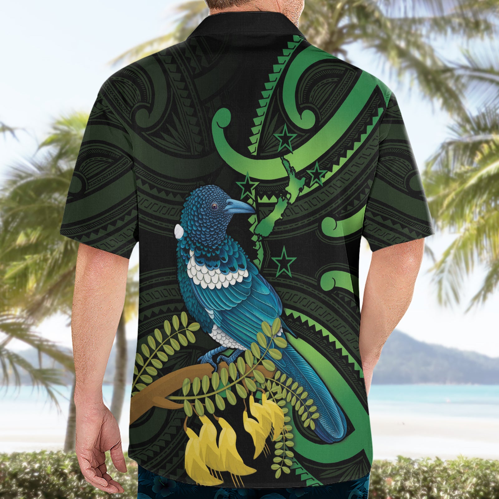 New Zealand Tui Bird Hawaiian Shirt Aotearoa Maori With Kowhai Flowers - Vibe Hoodie Shop