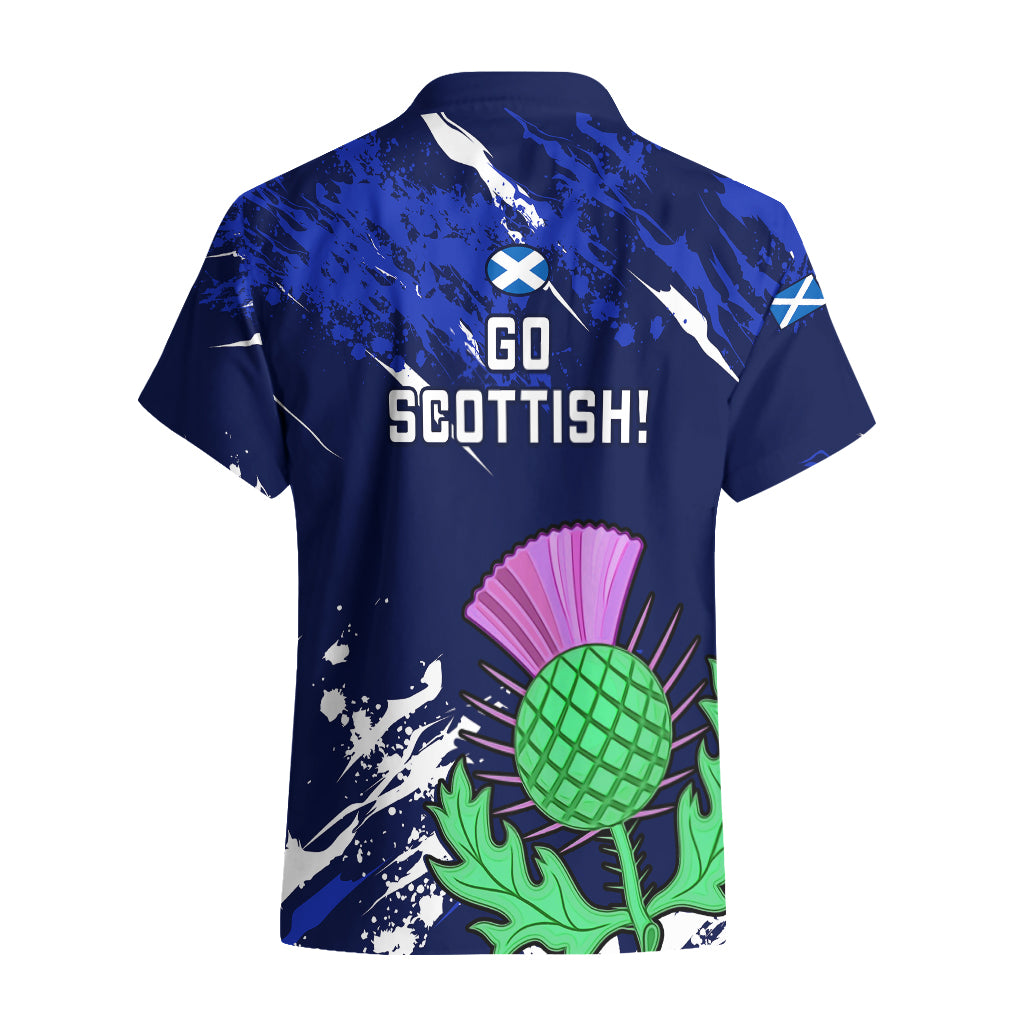 Scotland Rugby Hawaiian Shirt World Cup 2023 Go Scottish Thistle Grunge Style - Vibe Hoodie Shop
