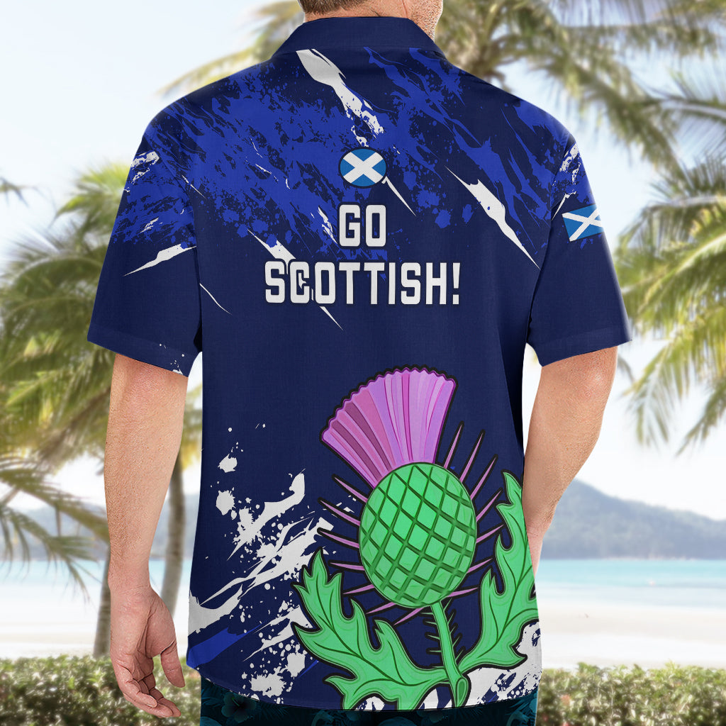 Scotland Rugby Hawaiian Shirt World Cup 2023 Go Scottish Thistle Grunge Style - Vibe Hoodie Shop