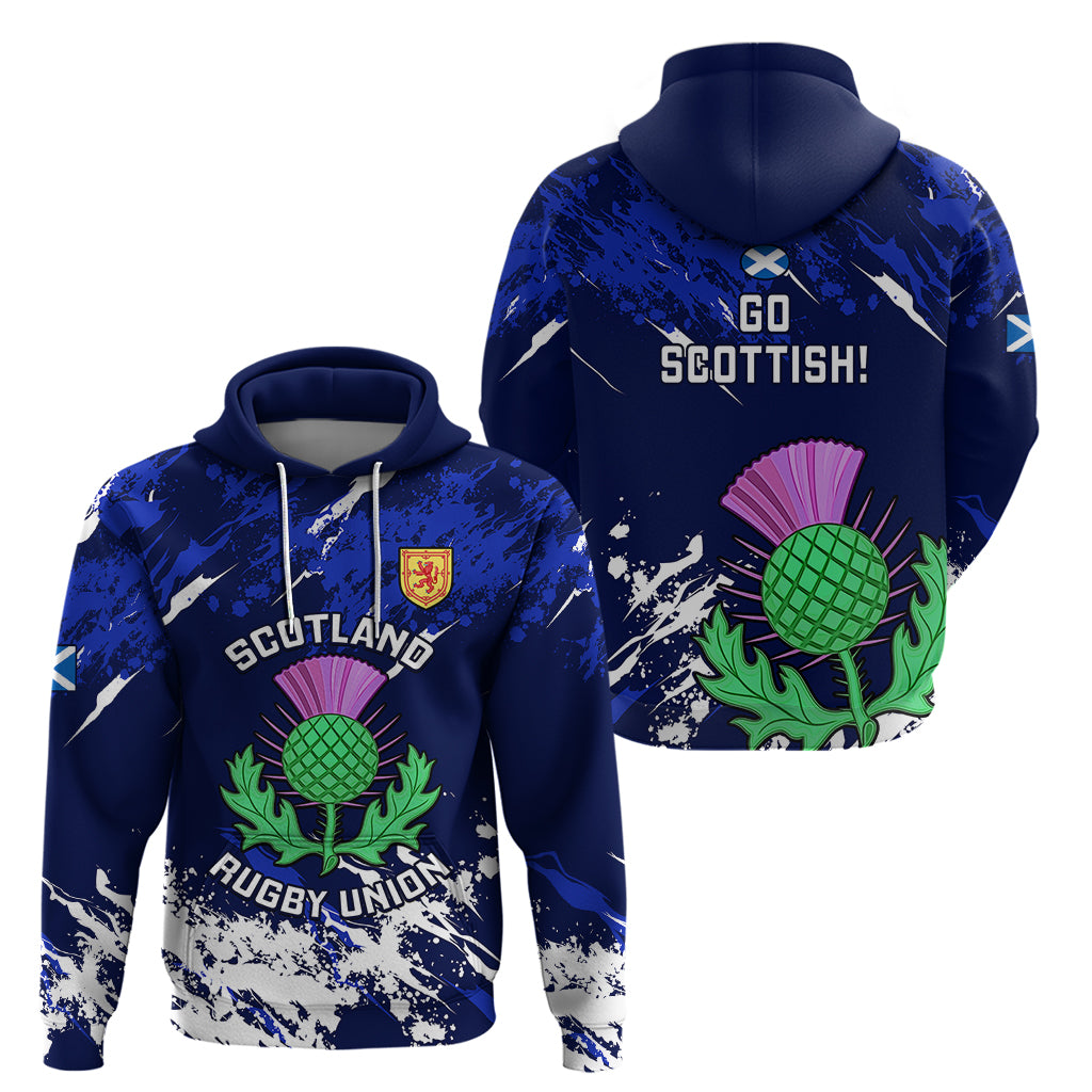 Scotland Rugby Hoodie World Cup 2023 Go Scottish Thistle Grunge Style - Vibe Hoodie Shop
