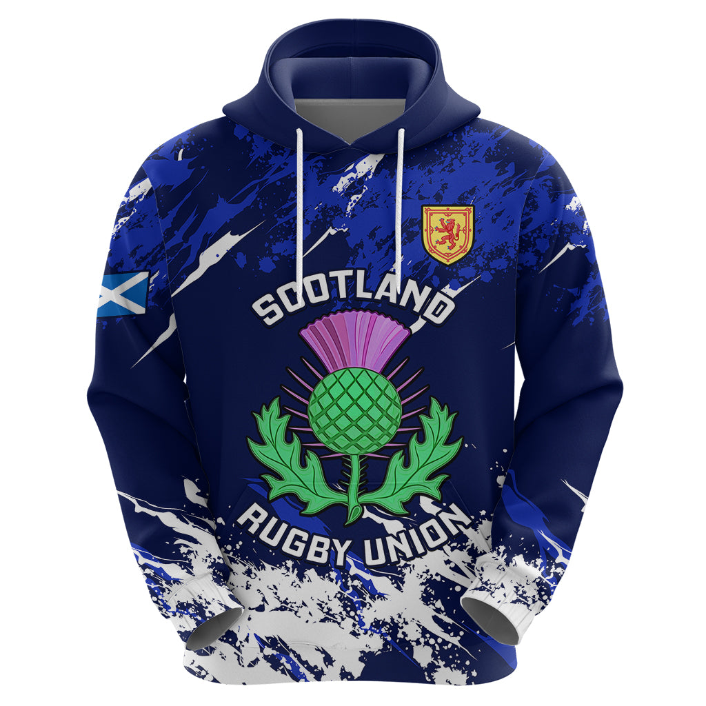 Scotland Rugby Hoodie World Cup 2023 Go Scottish Thistle Grunge Style - Vibe Hoodie Shop