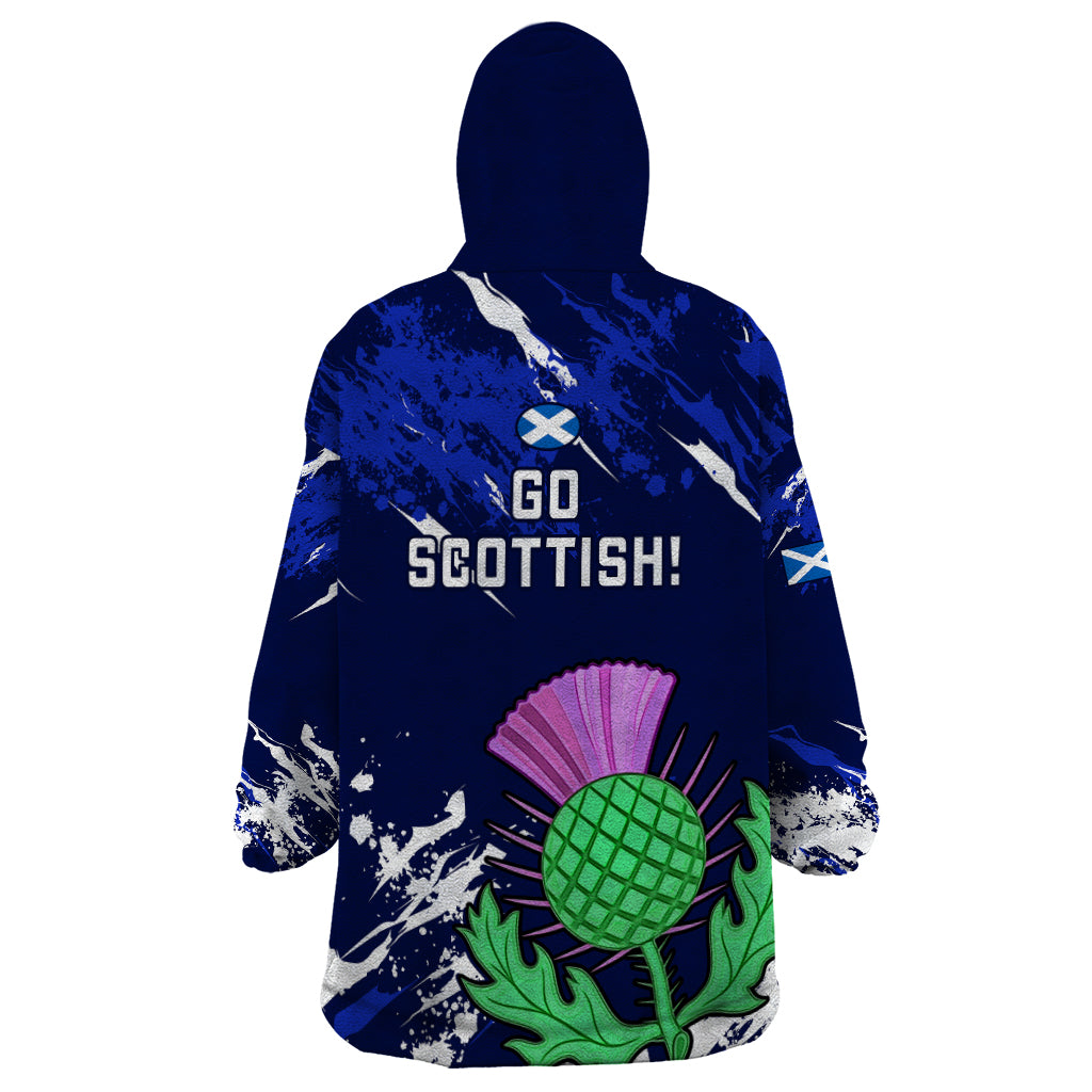 Scotland Rugby Wearable Blanket Hoodie World Cup 2023 Go Scottish Thistle Grunge Style - Vibe Hoodie Shop