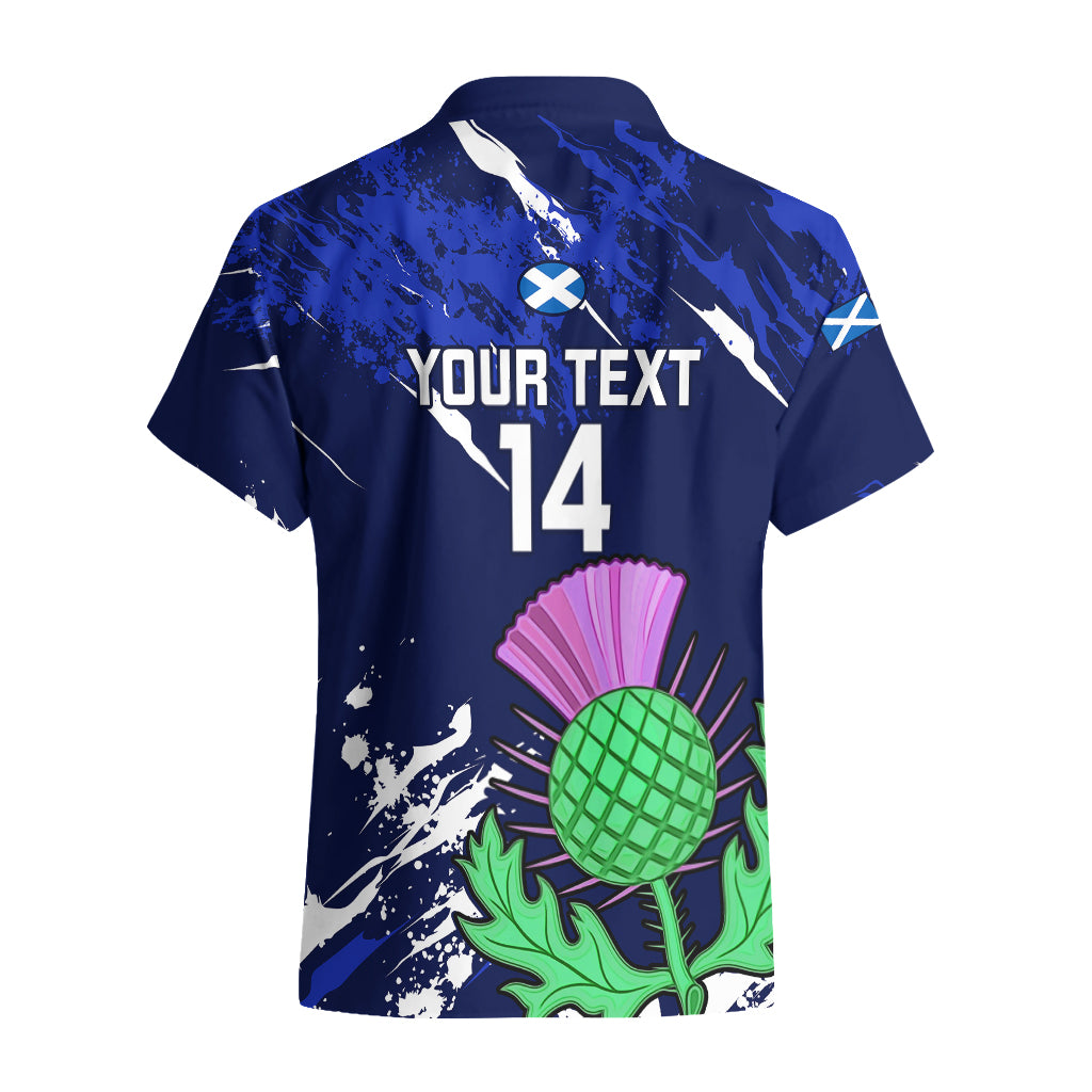 Custom Scotland Rugby Hawaiian Shirt World Cup 2023 Go Scottish Thistle Grunge Style - Vibe Hoodie Shop