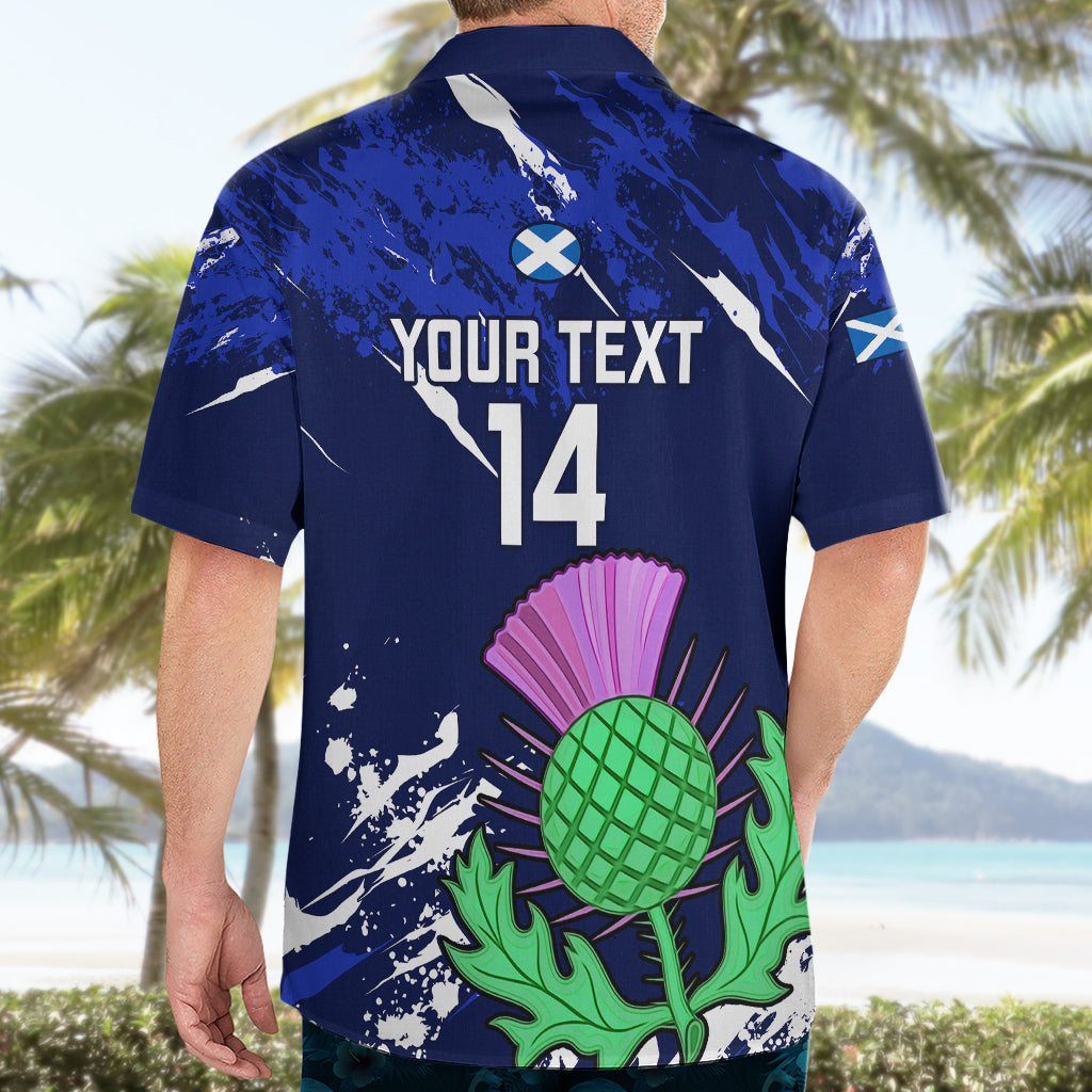 Custom Scotland Rugby Hawaiian Shirt World Cup 2023 Go Scottish Thistle Grunge Style - Vibe Hoodie Shop