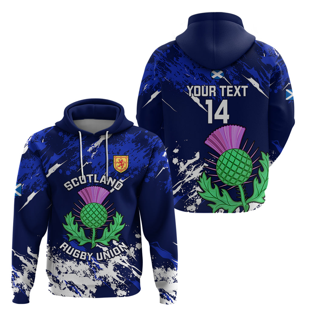 Custom Scotland Rugby Hoodie World Cup 2023 Go Scottish Thistle Grunge Style - Vibe Hoodie Shop