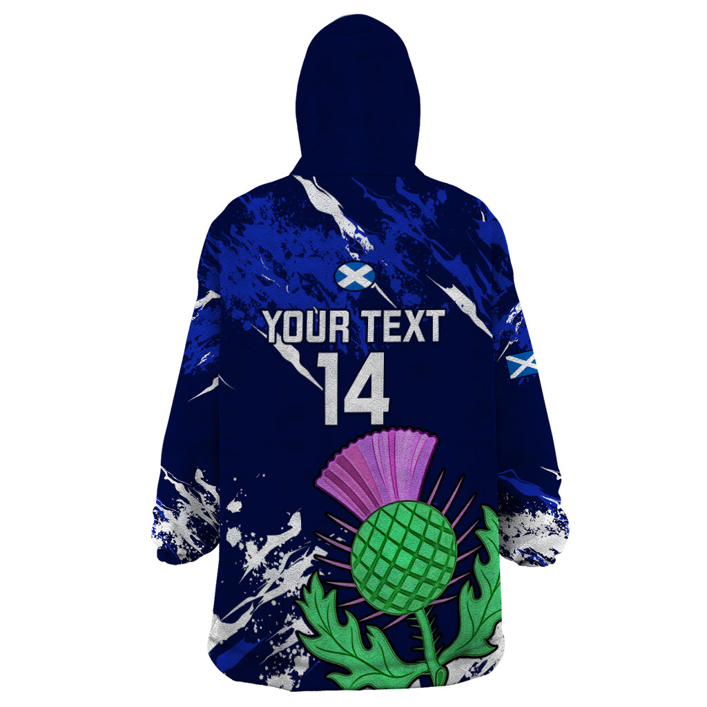 Custom Scotland Rugby Wearable Blanket Hoodie World Cup 2023 Go Scottish Thistle Grunge Style - Vibe Hoodie Shop