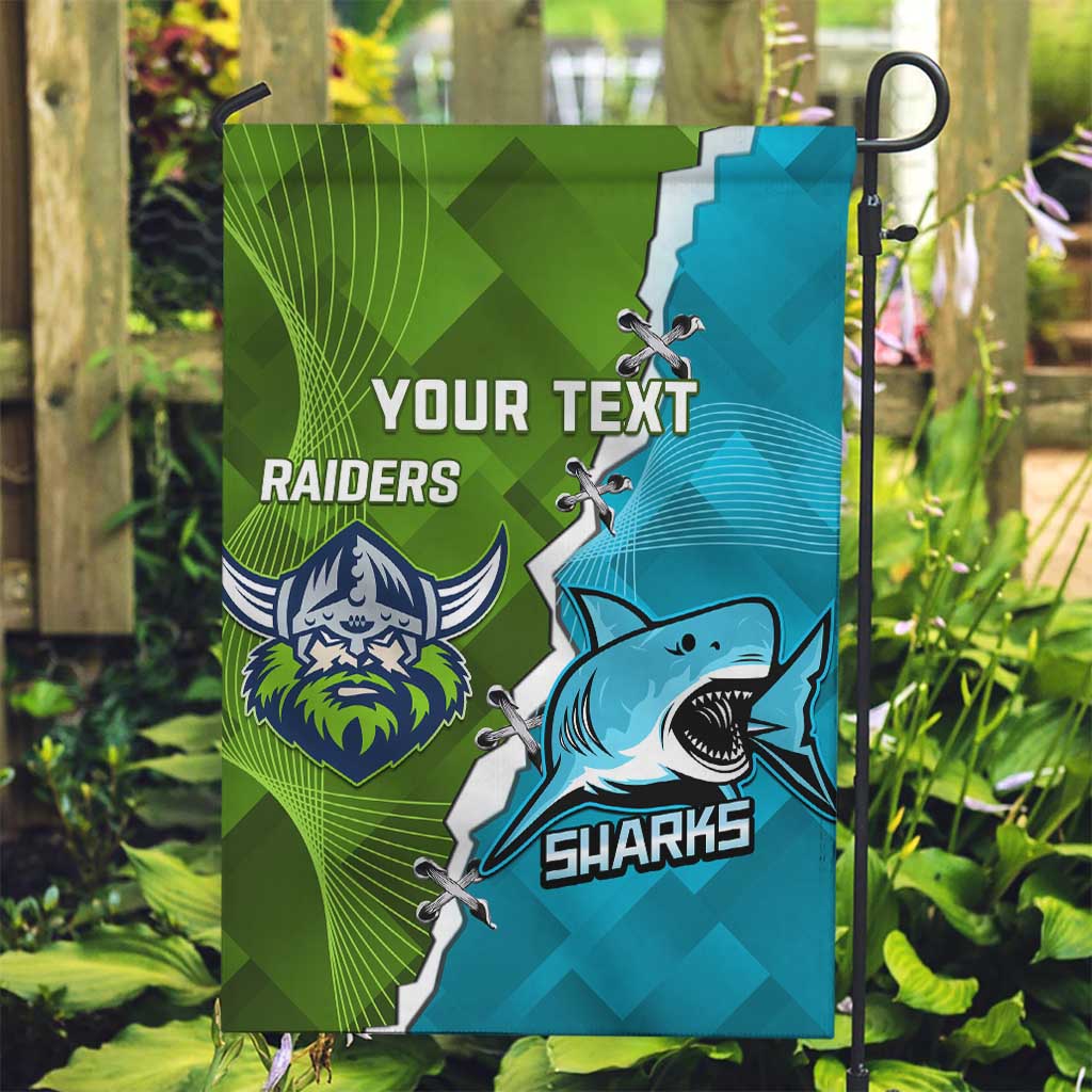 Personalised Sharks And Raiders Rugby Garden Flag Sporty Style - Vibe Hoodie Shop