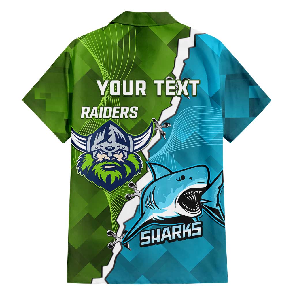 Personalised Sharks And Raiders Rugby Hawaiian Shirt Sporty Style - Vibe Hoodie Shop