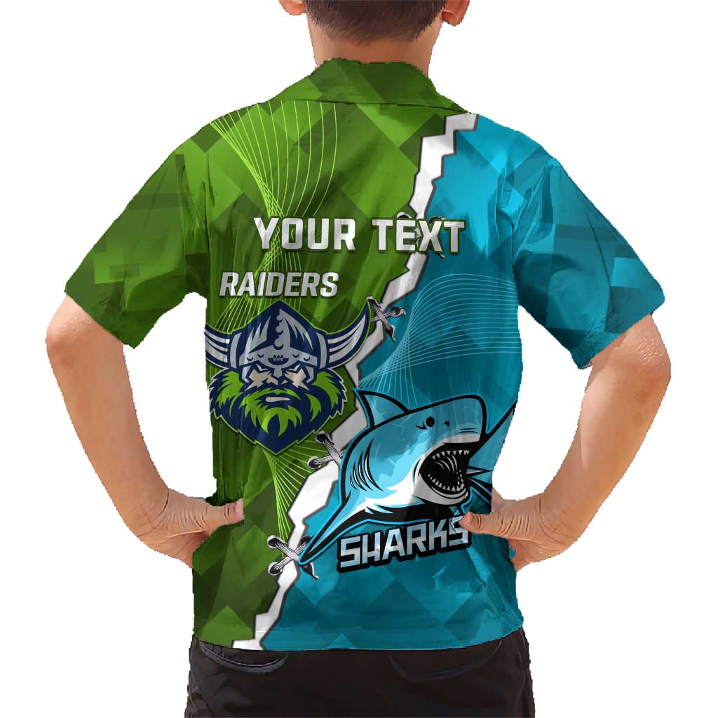 Personalised Sharks And Raiders Rugby Hawaiian Shirt Sporty Style - Vibe Hoodie Shop