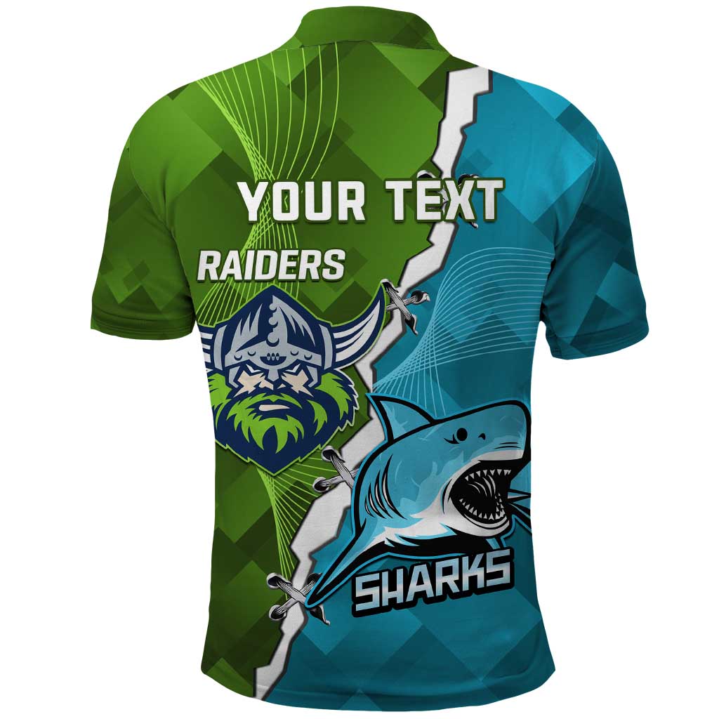 Personalised Sharks And Raiders Rugby Polo Shirt Sporty Style - Vibe Hoodie Shop