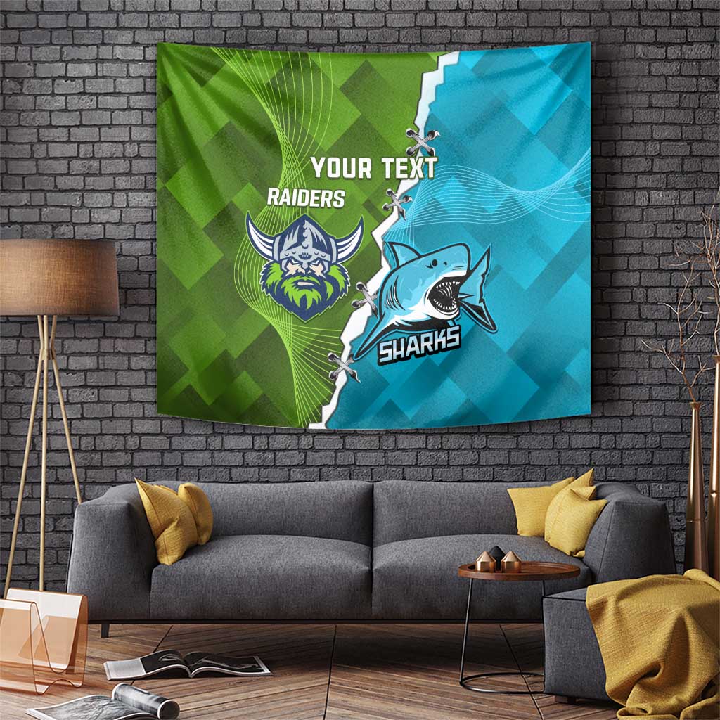 Personalised Sharks And Raiders Rugby Tapestry Sporty Style - Vibe Hoodie Shop