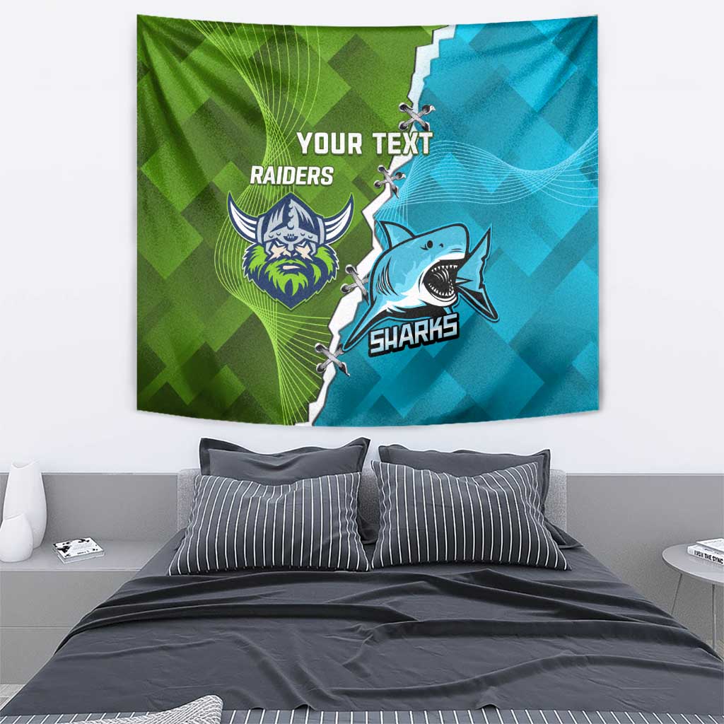 Personalised Sharks And Raiders Rugby Tapestry Sporty Style - Vibe Hoodie Shop