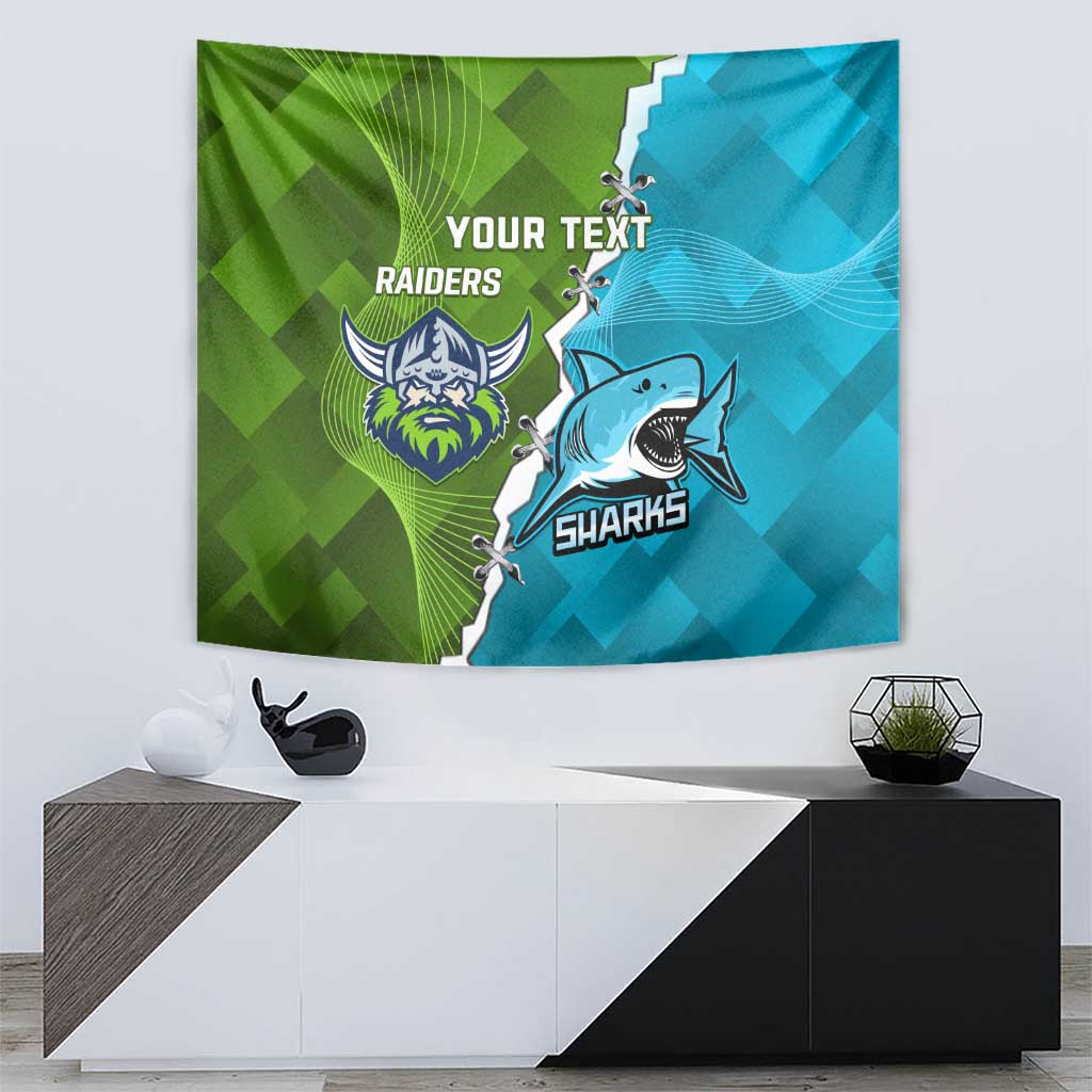 Personalised Sharks And Raiders Rugby Tapestry Sporty Style - Vibe Hoodie Shop