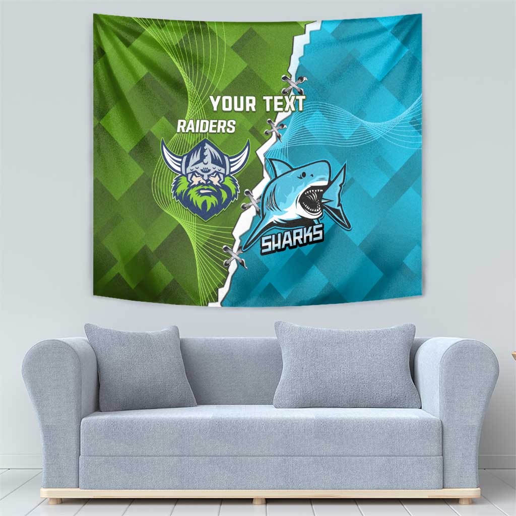 Personalised Sharks And Raiders Rugby Tapestry Sporty Style - Vibe Hoodie Shop