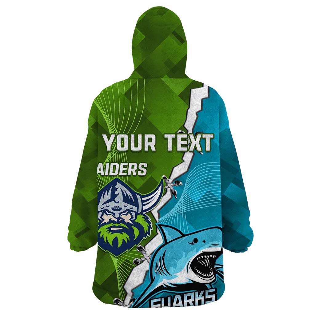 Personalised Sharks And Raiders Rugby Wearable Blanket Hoodie Sporty Style - Vibe Hoodie Shop