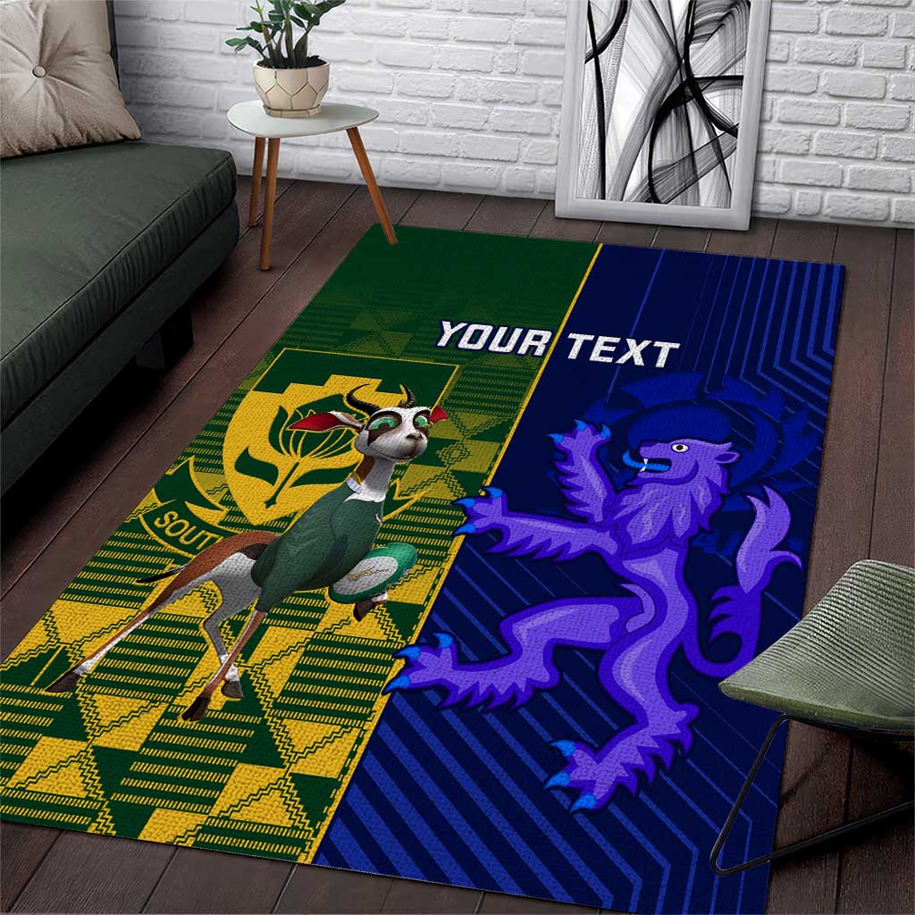 Custom South Africa And Scotland Rugby Area Rug Springboks Thistle Together - Vibe Hoodie Shop