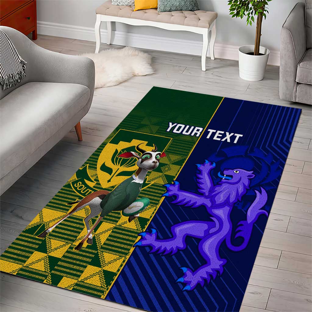 Custom South Africa And Scotland Rugby Area Rug Springboks Thistle Together - Vibe Hoodie Shop