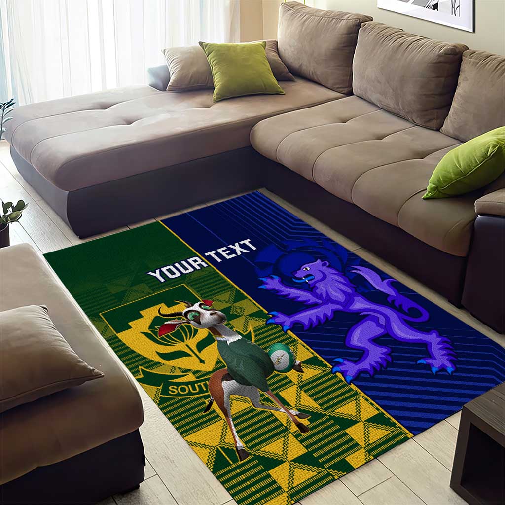 Custom South Africa And Scotland Rugby Area Rug Springboks Thistle Together - Vibe Hoodie Shop