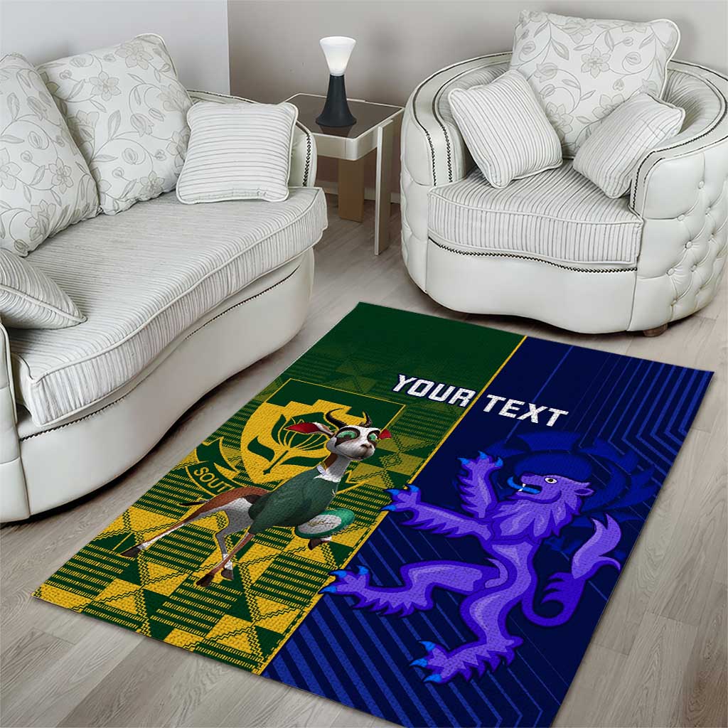 Custom South Africa And Scotland Rugby Area Rug Springboks Thistle Together - Vibe Hoodie Shop