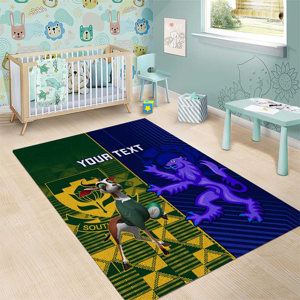 Custom South Africa And Scotland Rugby Area Rug Springboks Thistle Together - Vibe Hoodie Shop