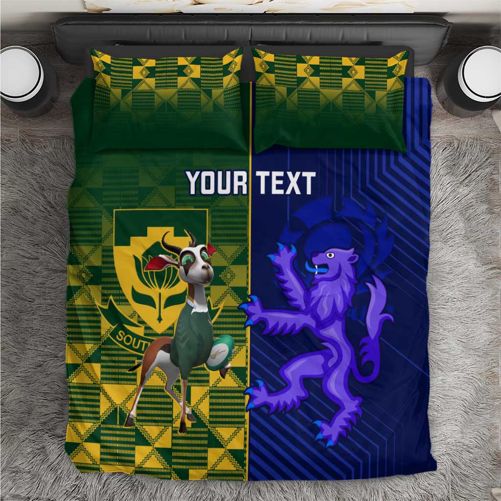 Custom South Africa And Scotland Rugby Bedding Set Springboks Thistle Together - Vibe Hoodie Shop