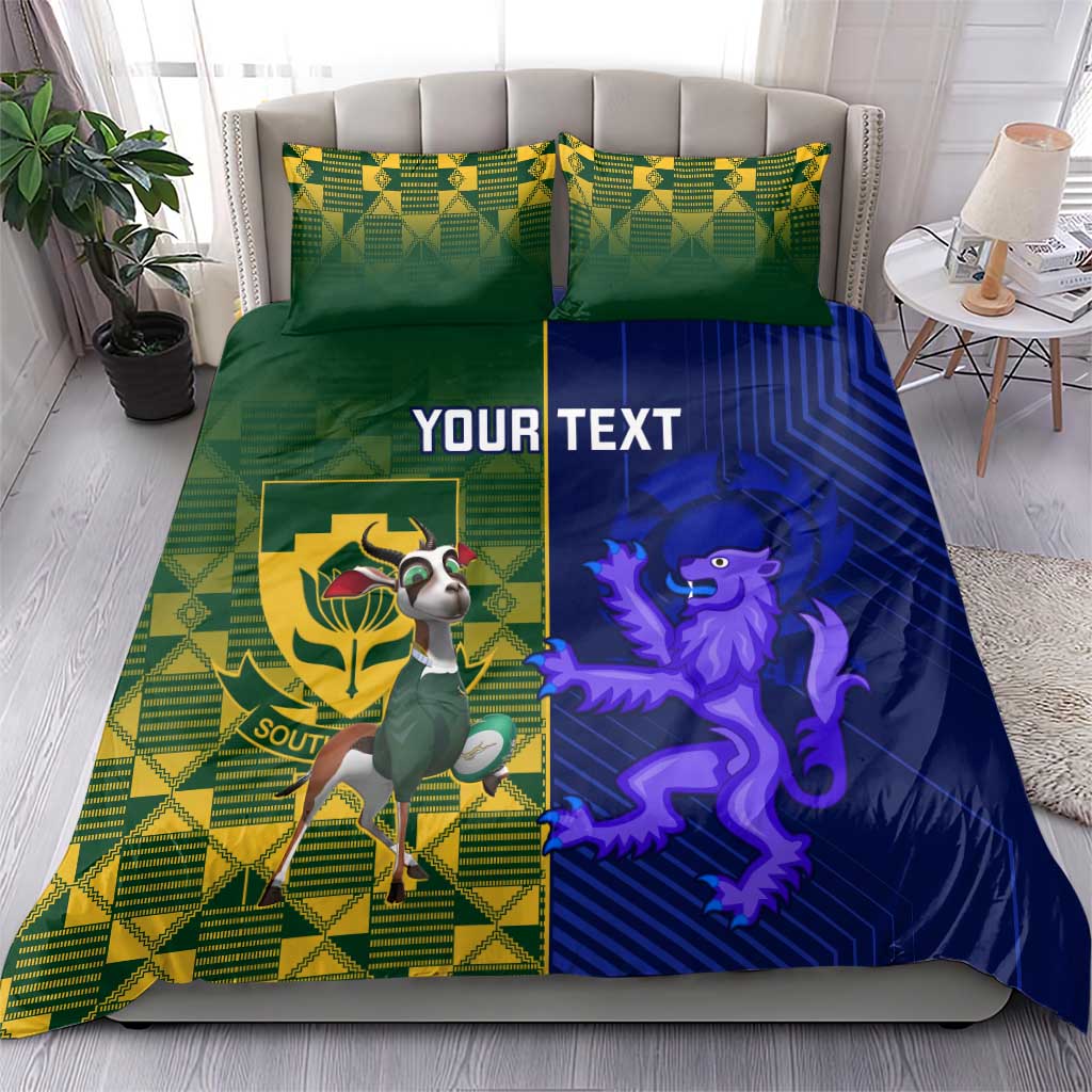 Custom South Africa And Scotland Rugby Bedding Set Springboks Thistle Together - Vibe Hoodie Shop