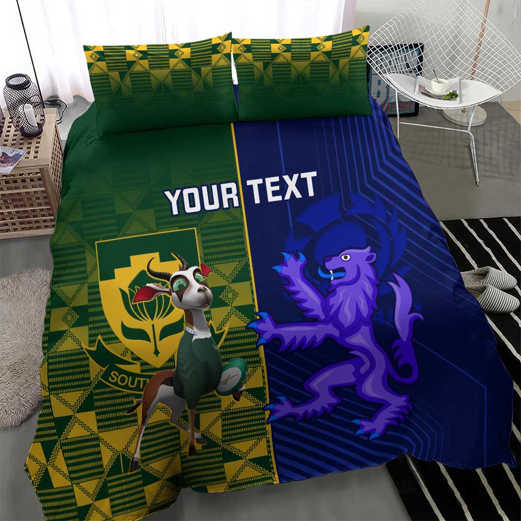 Custom South Africa And Scotland Rugby Bedding Set Springboks Thistle Together - Vibe Hoodie Shop