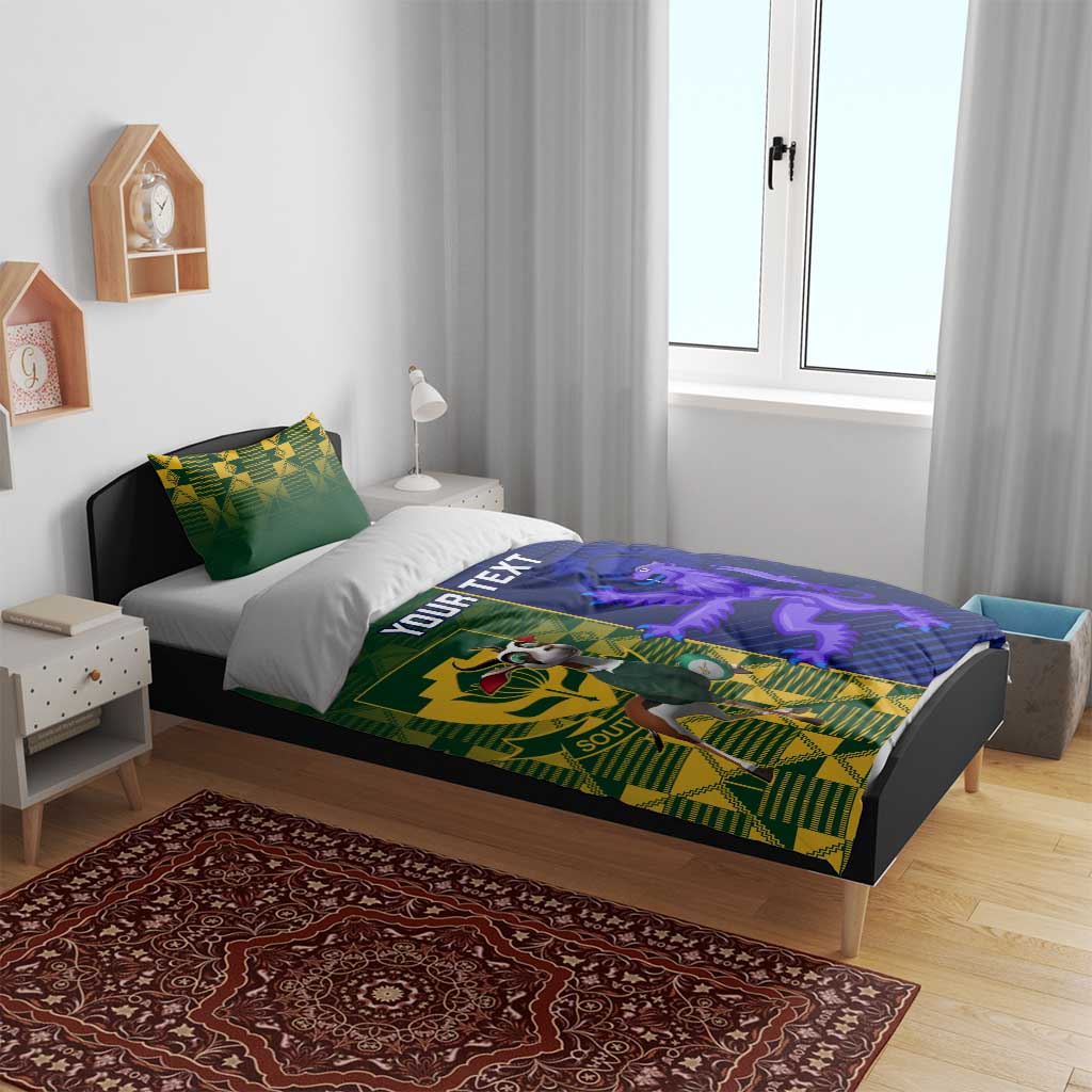 Custom South Africa And Scotland Rugby Bedding Set Springboks Thistle Together - Vibe Hoodie Shop