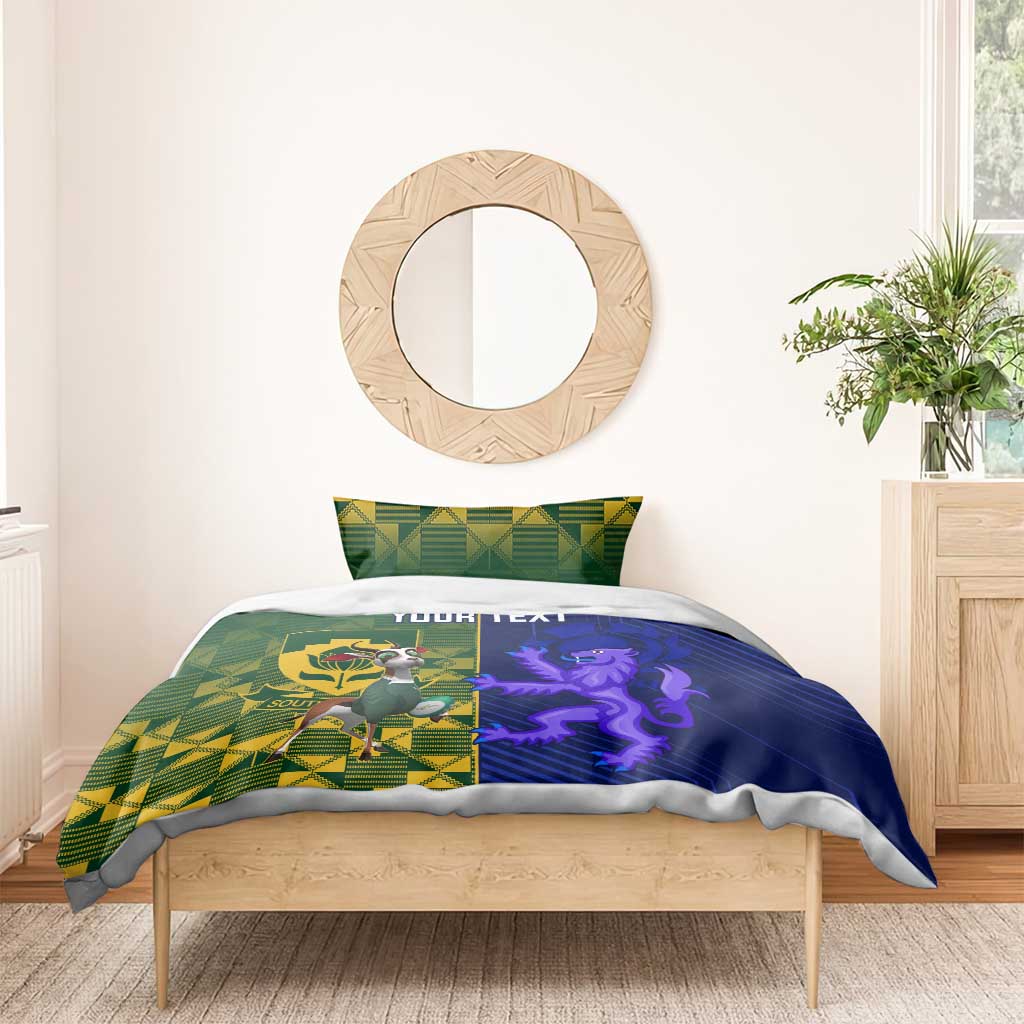 Custom South Africa And Scotland Rugby Bedding Set Springboks Thistle Together - Vibe Hoodie Shop